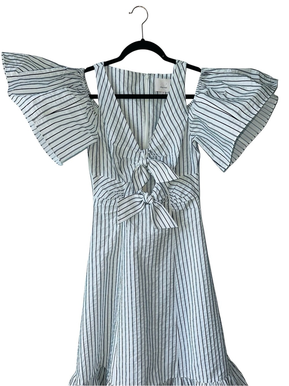 CINQ A SEPT Laurel Cold-Shoulder Knotted Cutout Midi Dress - Picture 10 of 14